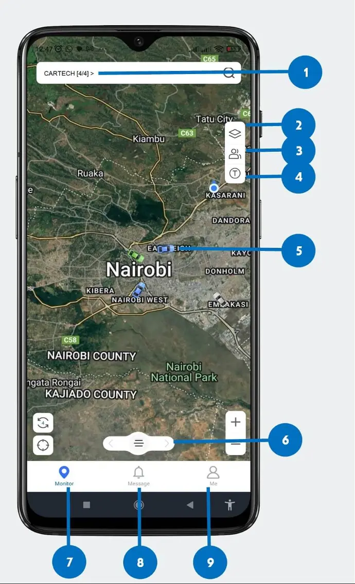 1.0 Monitor Menu: Home Page Homepage Fleet Tracking CarTech Telematics Premium Car Tracking system Kenya car tracker app Kenya car tracking website