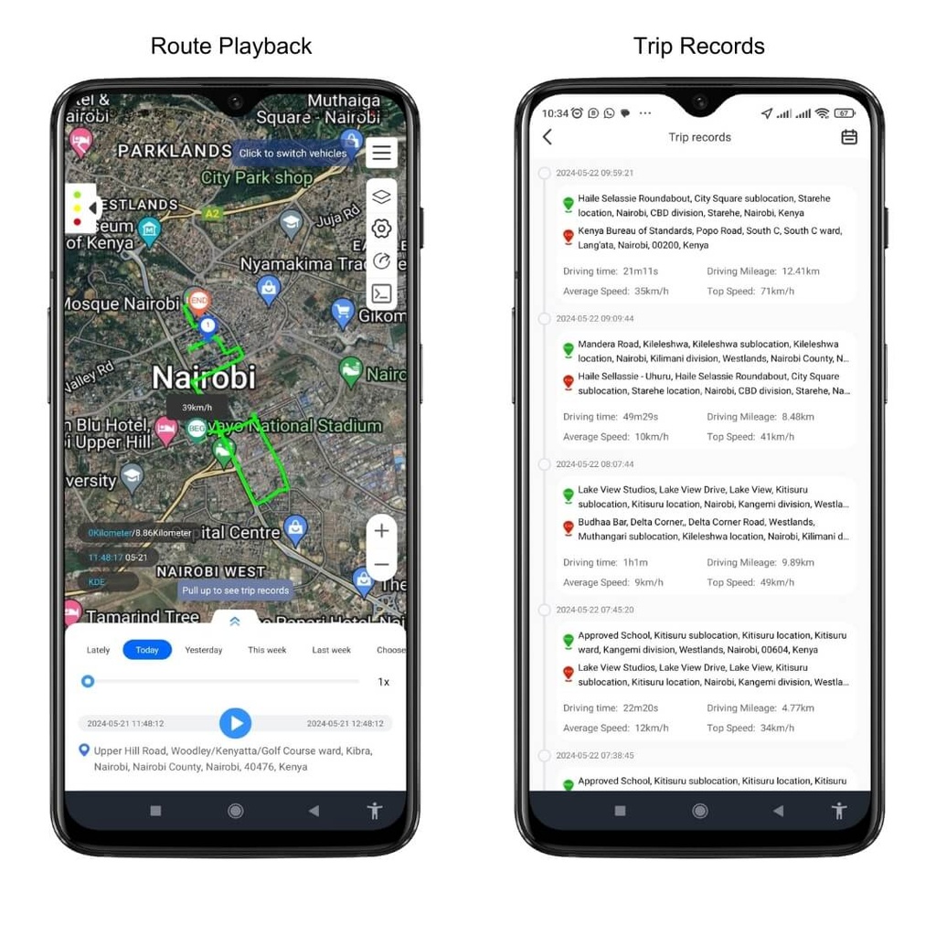 Premium GPS Car Tracking System in Kenya Installation 4 Car Router History Playback CarTech Telematics Premium Car Tracking system phone app Kenya car tracker Nairobi