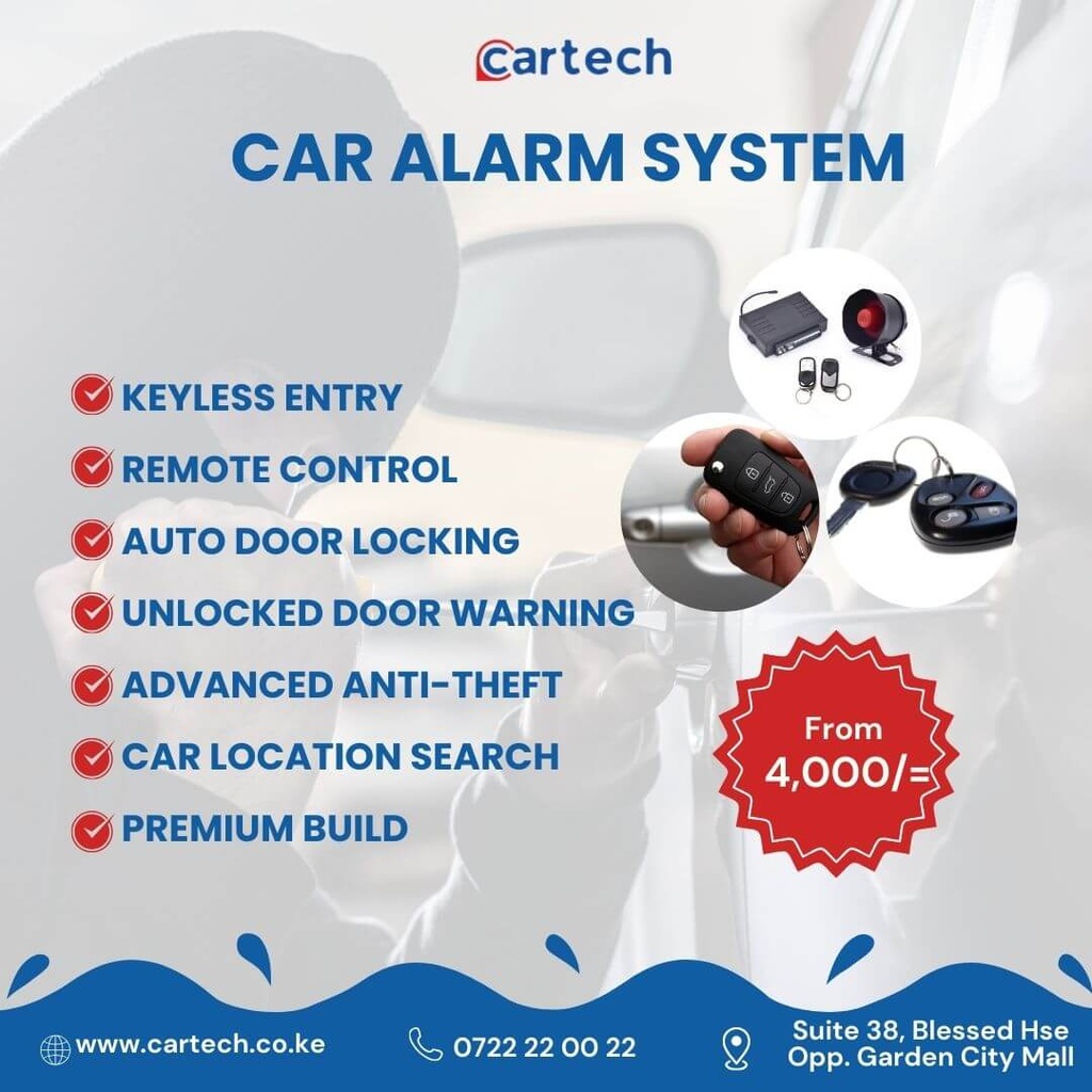 Car Alarm System Antitheft with Keyless Entry Installation in Kenya Standard car alarm in kenya keyless entry