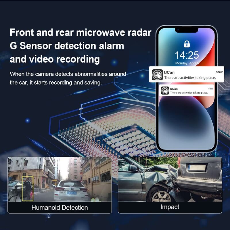 4G Dual Lens Dash Cam SIM Card GPS Radar 4MP Front Inside Ucon App in Kenya Front and rear microwarce radar G sensor alarm dash cam in Kenya