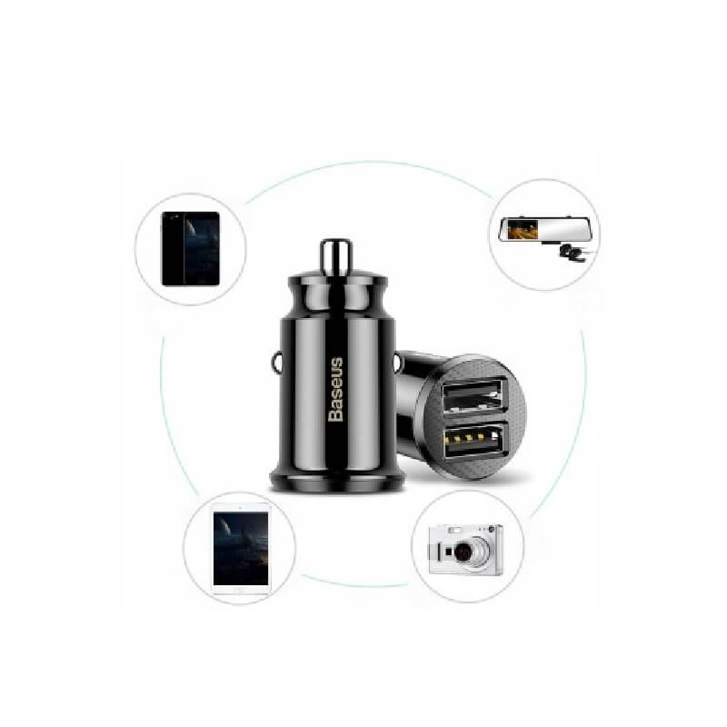 Baseus Mini Grain 3.1A Dual USB Car Charger Fast Charging in Kenya phone charger, dash cam charger, Camera charger 5V USB Car charger