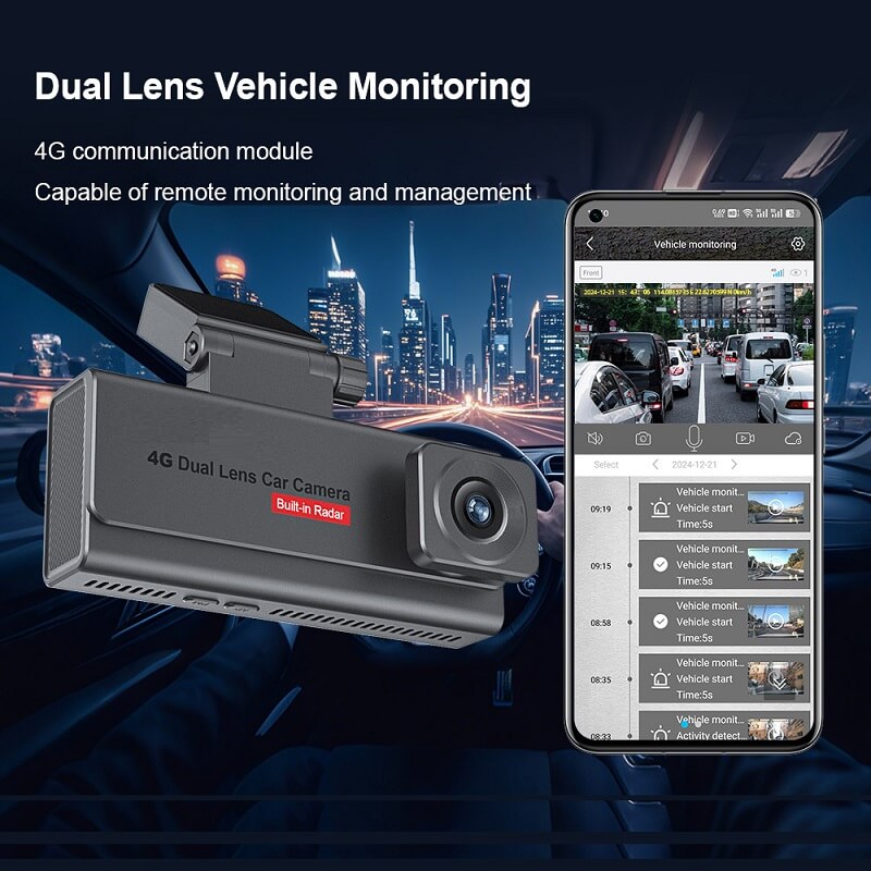 4G Dual Lens Dash Cam SIM Card GPS Radar 4MP Front Inside Ucon App in Kenya 4G dual lens dash price in Kenya