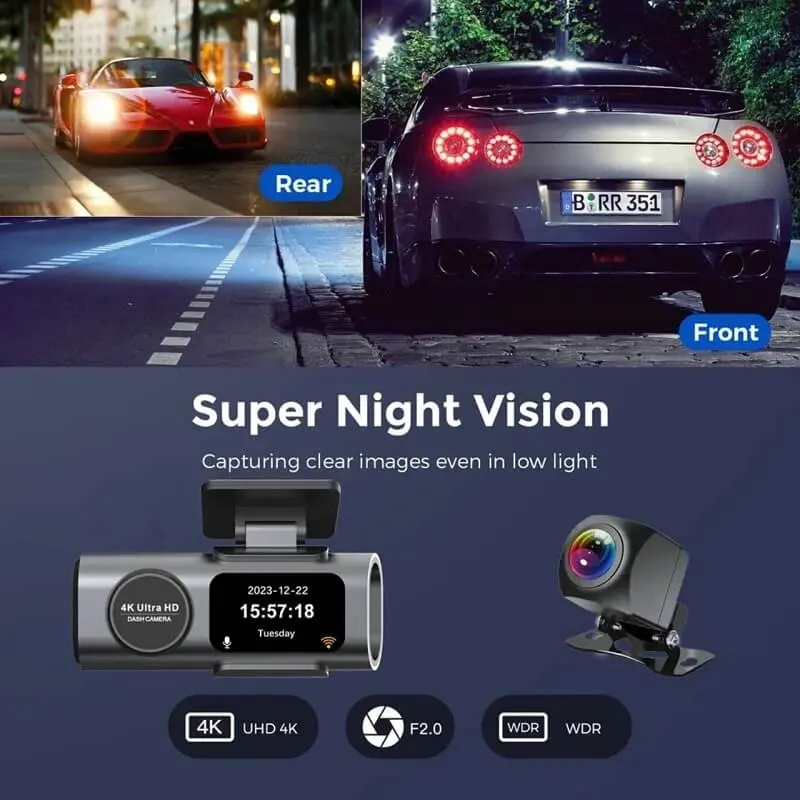 Front + Rear WiFi Dashcam showing  Night Vision feature.webp