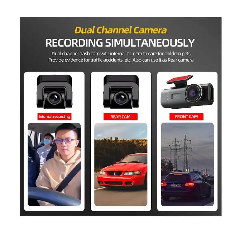 Front + Rear WiFi Dashcam showing dual lens simultaneous recording.webp