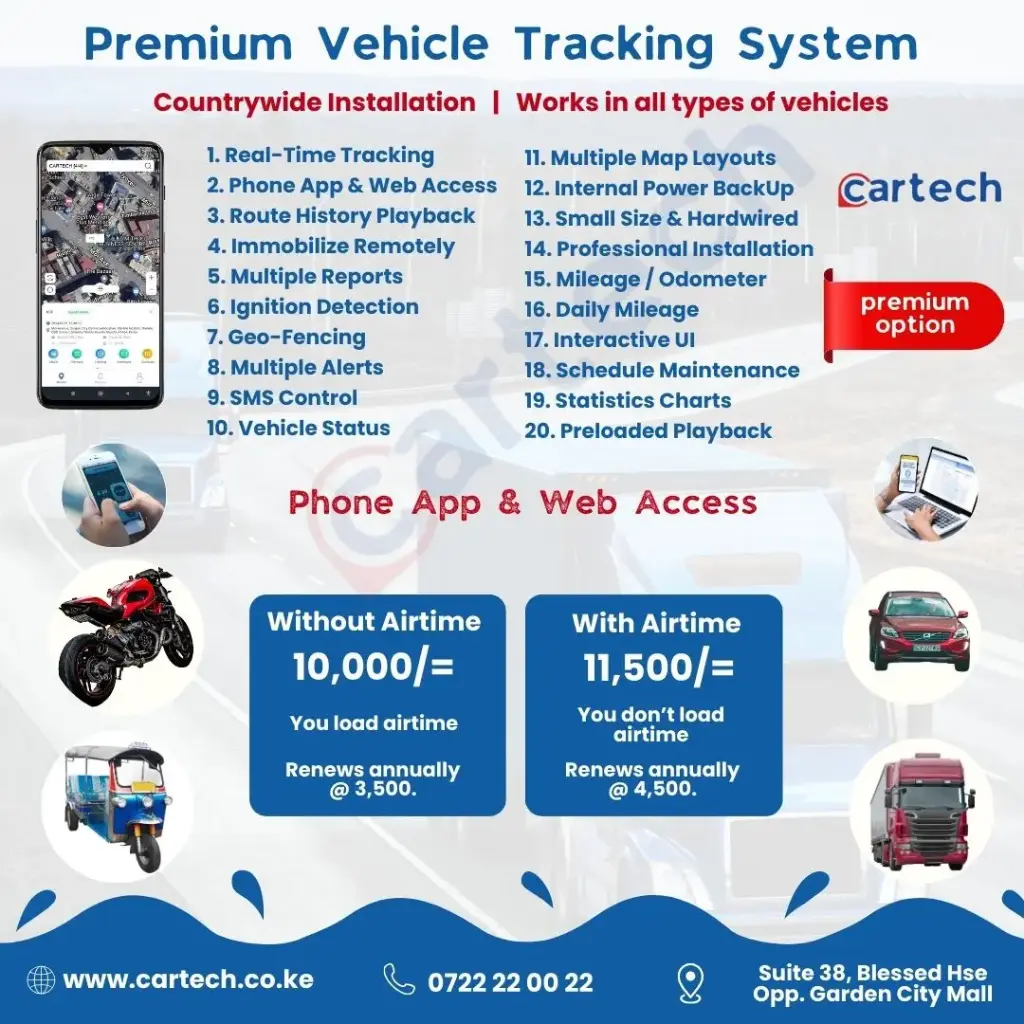 Premium GPS Car Tracking System in Kenya Phone App, Installation